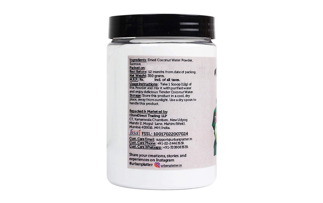 Urban Platter Tender Coconut Water Powder   Plastic Jar  350 grams